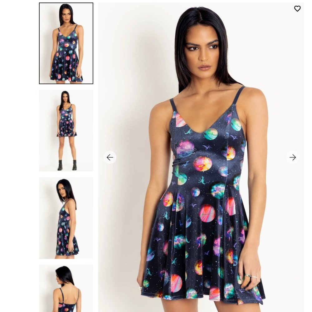 DINO UNIVERSE VELVET MINI STRAPPY DRESS - LIMITED - Size S - Blackmilk